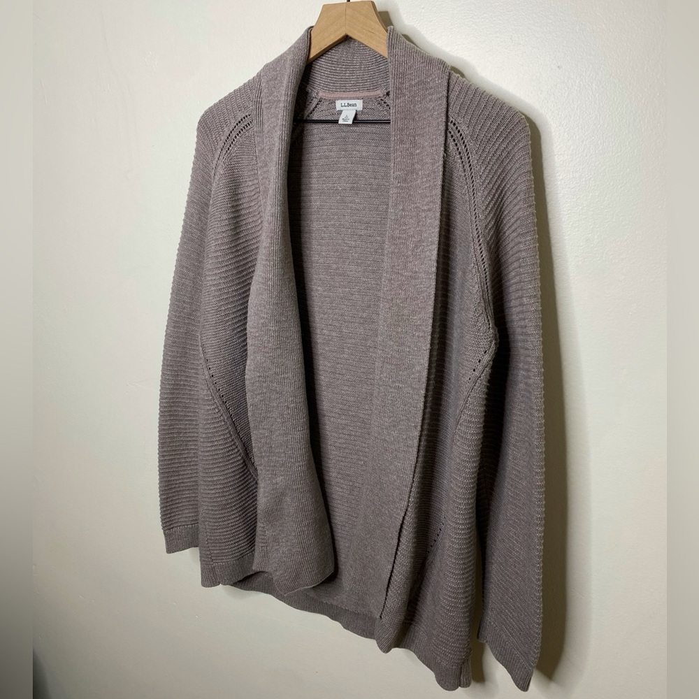 LL Bean Ribbed Cardigan Sweater 100% Cotton - Picture 4 of 8